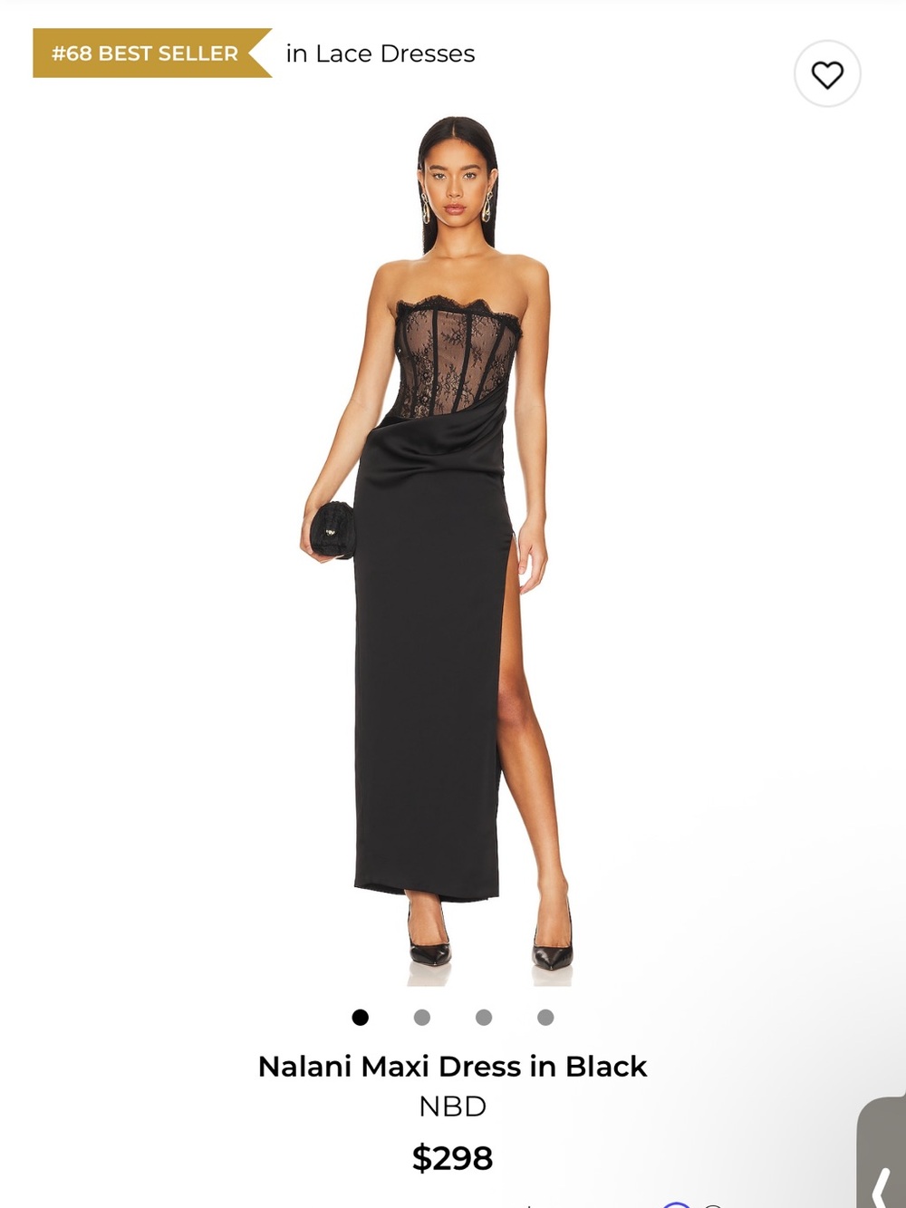 NBD Strapless Lace Corset Black Maxi Dress